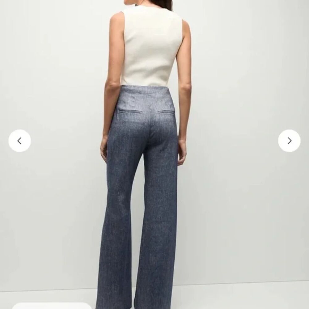 Veronica Beard Jude Linen Wide Leg Pants Blue Melange Size 10 New - Picture 3 of 9